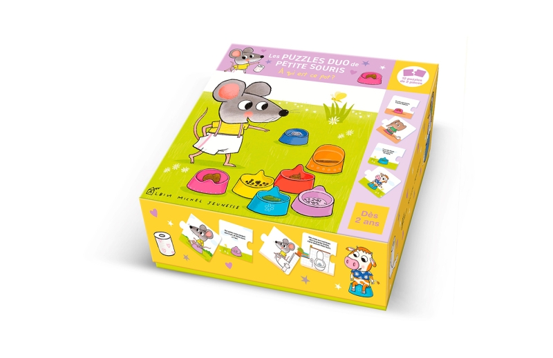 Couverture du livre Les Puzzles duo de Petite Souris - A qui est ce pot ? - Boîte 24 pièces (12x2)
