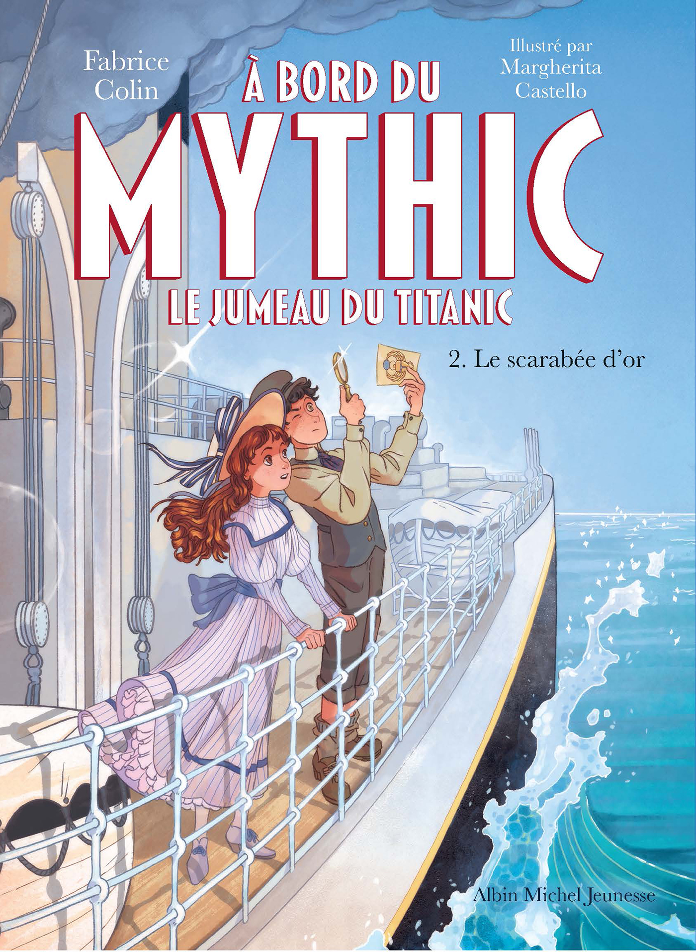 Couverture du livre A bord du Mythic, le jumeau du Titanic - tome 2 - Le Scarabée d'or